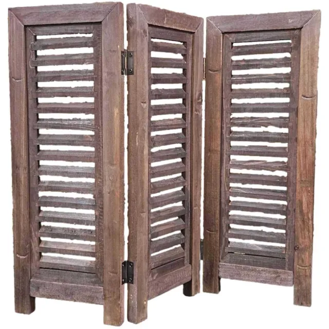 Raamscherm hout 52 cm - landelijke shutter als raam scherm bruin | Inspiring Minds