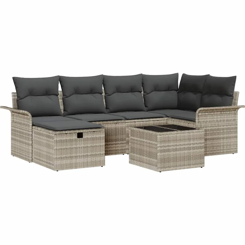 vidaXL Tuin Sofa Set 7 st Poly riet Beige