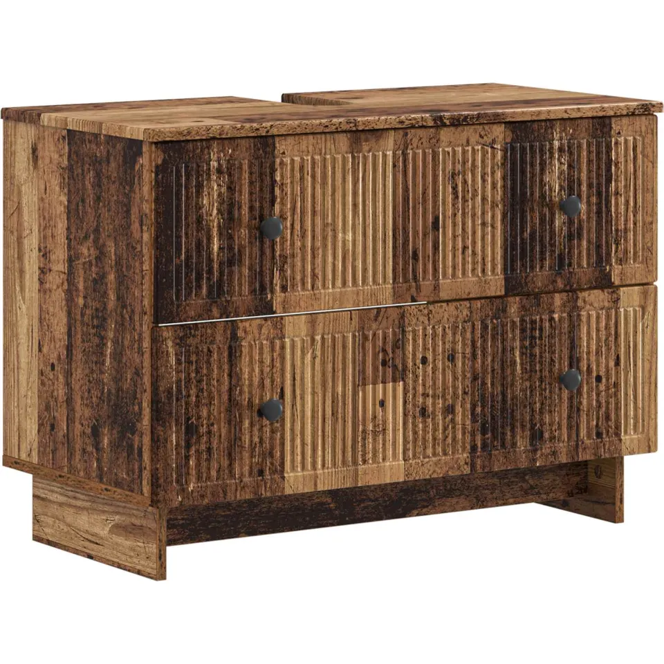 vidaXL Badkamer wastafelkast EDE Oud hout 82 x 41 x 59 cm Bewerkt hout bruin, foto 3