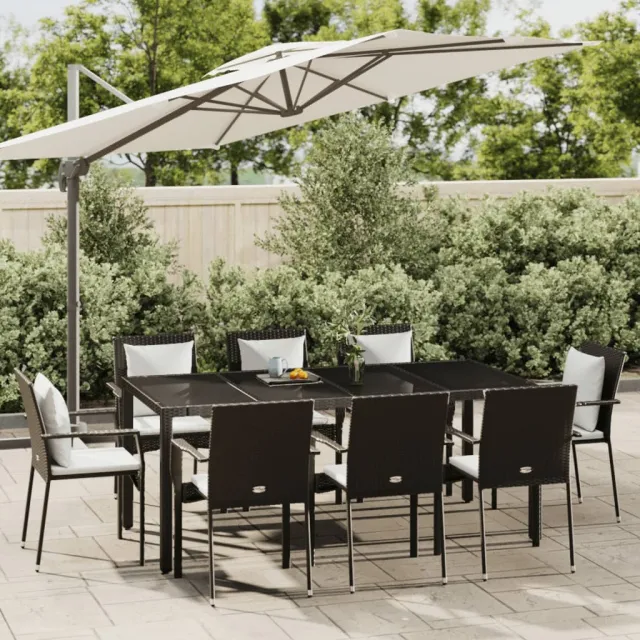 vidaXL 9-delige Tuinset poly rattan zwart, foto 2
