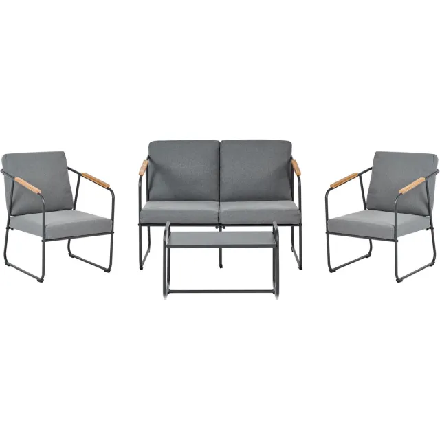Beliani VEZZANA - Loungeset 4-zits - Grijs - Staal