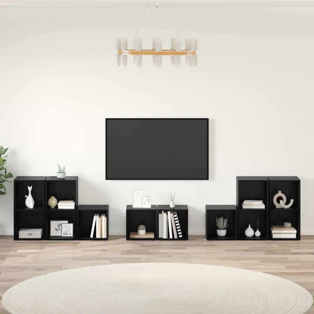 vidaXL TV-kast set 8 st 37 x 35 x 72 cm Zwart Eiken, foto 2