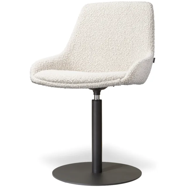 Nolon Niva-Isa draaibare tulp eetkamerstoel bouclé beige - mat zwart onderstel