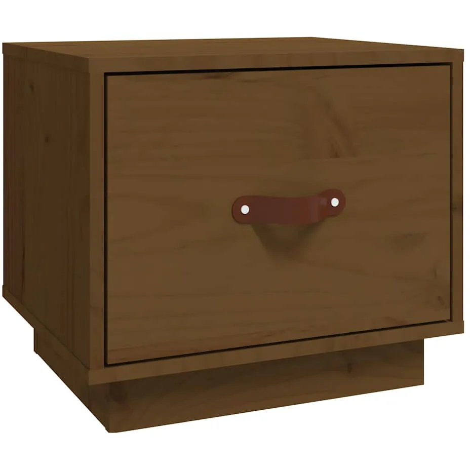 vidaXL Nachtkastje 40x34x35 cm massief grenenhout honingbruin