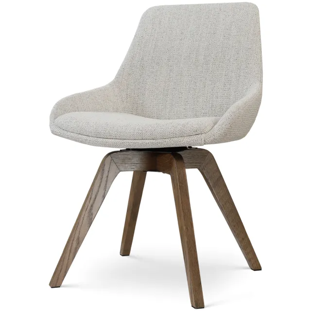 Nolon Noor-Isa draaibare eetkamerstoel beige gemêleerd - walnoot houten onderstel, foto 2