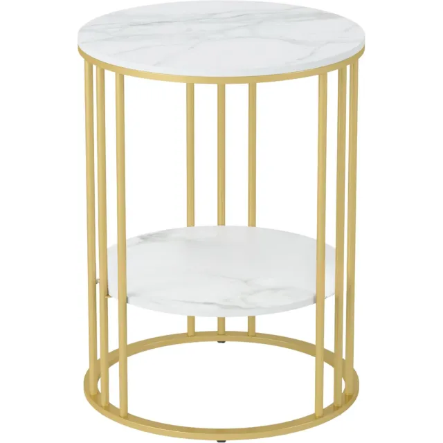 Bolt Edge Ronde bijzettafel Malito -Salontafel - Woonkamer - Marmerlook wit - Side table - 40cm