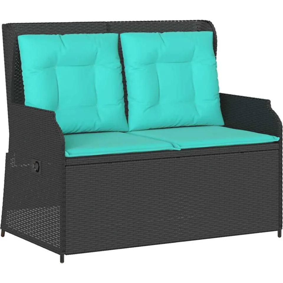 vidaXL Tuinbank Zwart poly rattan