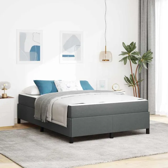 vidaXL Boxspringbed Donkergrijs 160 x 200 cm Stof