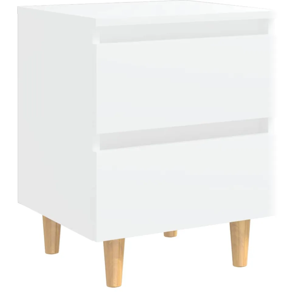 vidaXL Nachtkastjes 2 st met grenenhouten poten 40x35x50 cm wit