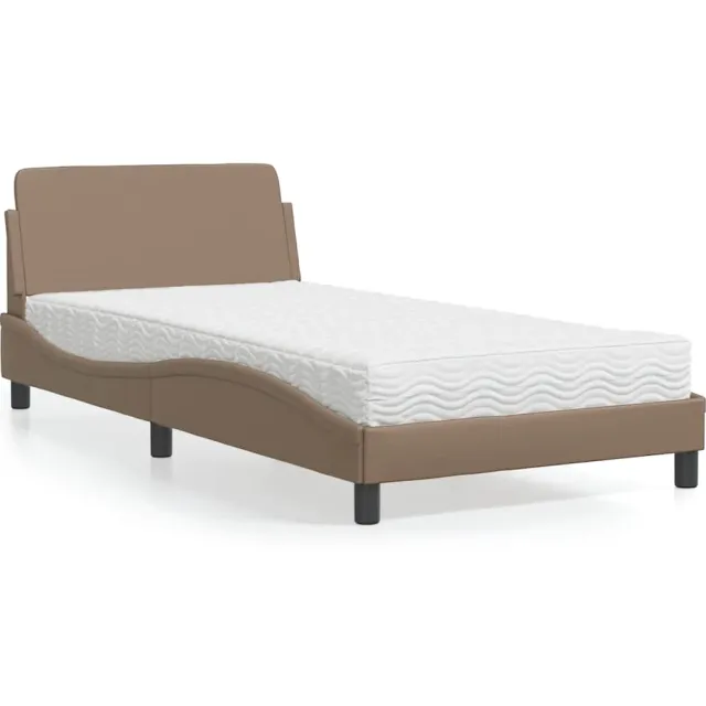 vidaXL Bed met matras "Dover" kunstleer cappuccinokleurig 100x200 cm Bruin