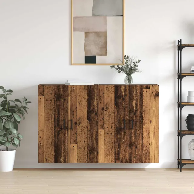 vidaXL Wandkast 2 st Oudhout 69,5 x 34 x 90 cm Bewerkt hout bruin