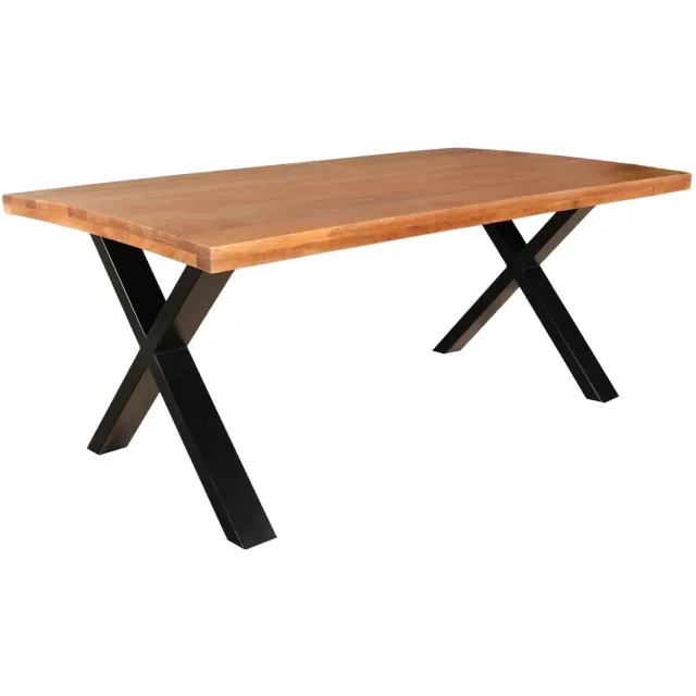 Lizzely Garden & Living Eettafel rechthoekig mangohout Xavier 180cm duurzaam tafel met X-poot mango eetkamertafel rechthoek hout bruin
