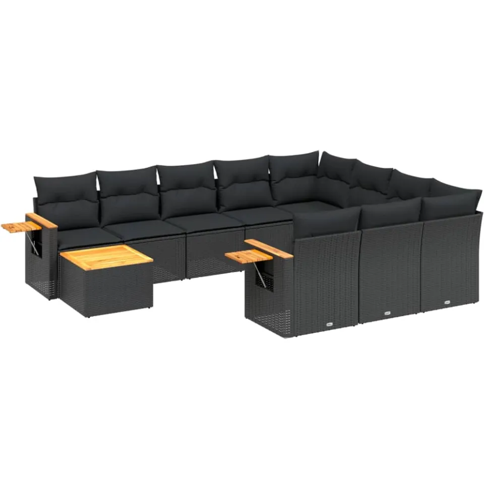 vidaXL Patio Sofa Set 11-zits Black, foto 3
