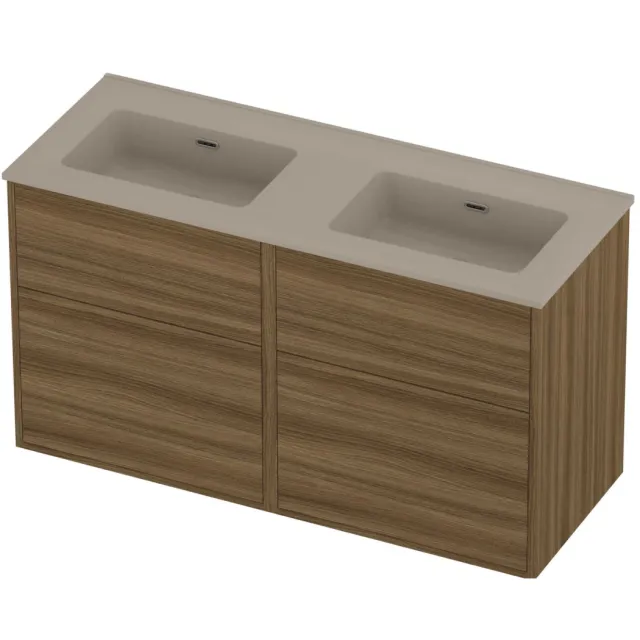 Proline Tribute Badmeubelset Porselein Zonder Gat 120x46x67 cm Mat Crème Cotton Caramel Walnut Houtlook