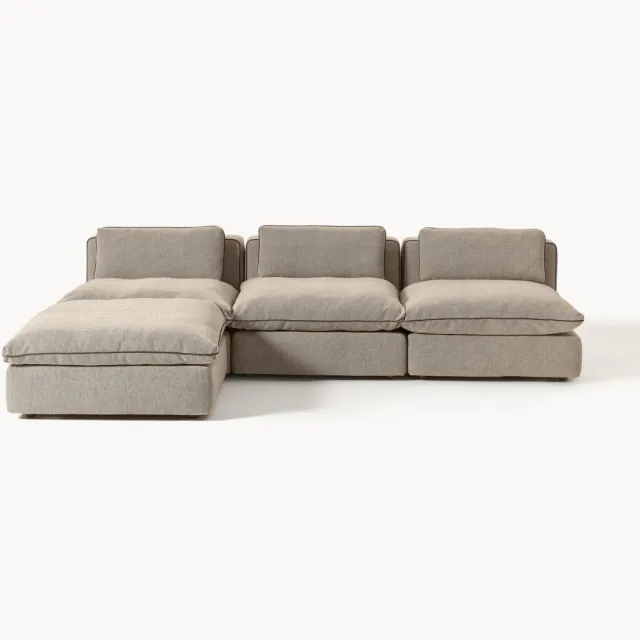 Westwing Collection Modulaire XL bank Felix met poef (links/rechts) Taupe