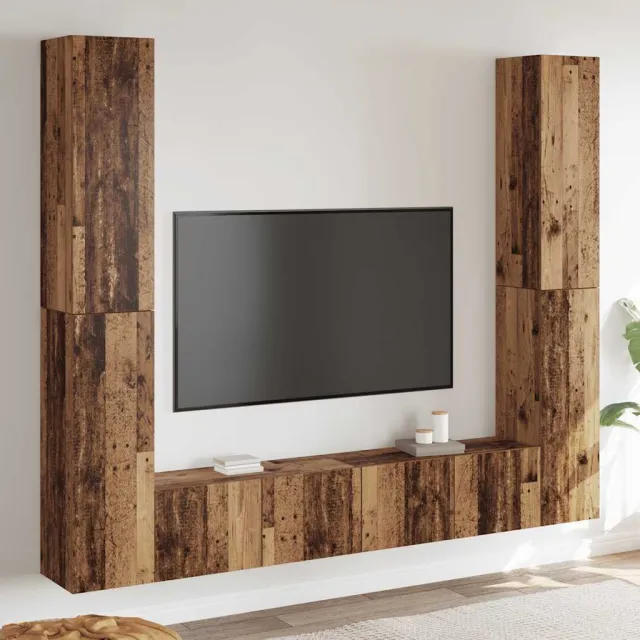 vidaXL Tv-wandkasten 6 st bewerkt hout oud houtkleurig bruin, foto 2