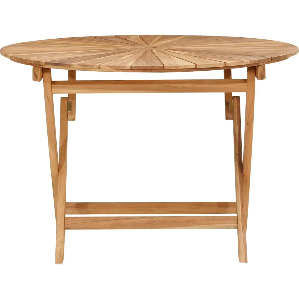 vidaXL Vouw Tuin Tafel Naturel Ø 110 x 75 cm Massief Teakhout Bruin