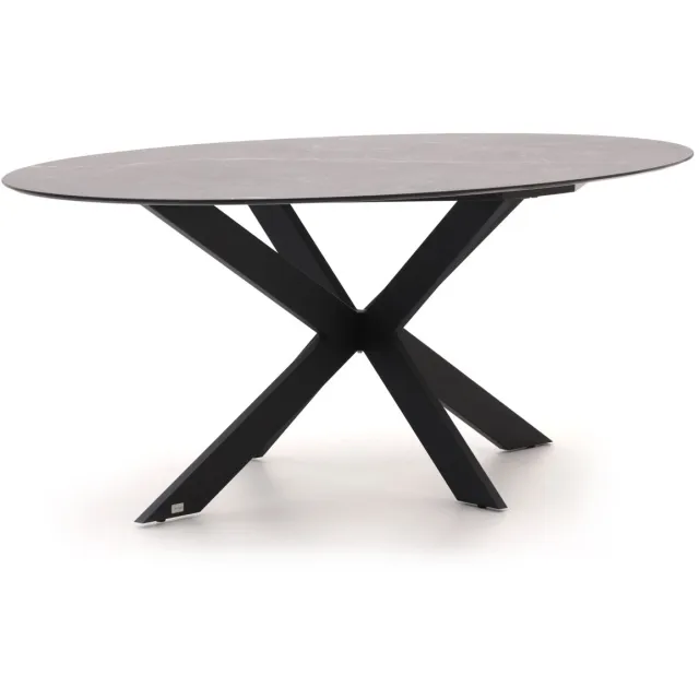 Bellagio tuinmeubelen Bellagio Furato ellips dining tuintafel 200x110cm Zwart