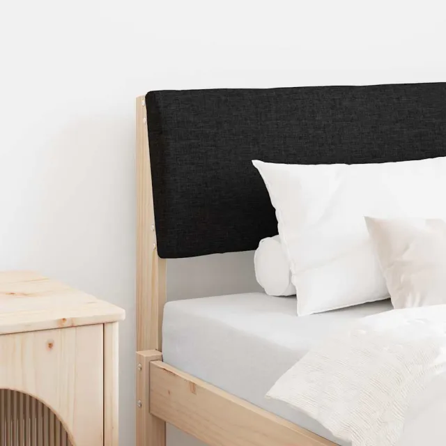 vidaXL Gestoffeerd hoofdbord Zwart 80 cm Massief grenenhout Bruin
