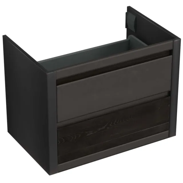 Forzalaqua Onderkast Forzalaqua Gela 80x51x60 Cm 2 Softclose Lades Eiken Black Oiled Zwart