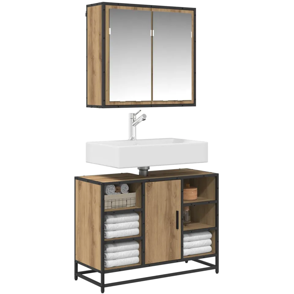 vidaXL Badkamermeubelset 2 st Artisan Eiken 80 x 33 x 60 cm Bruin