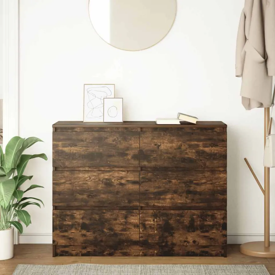 vidaXL Dressoir 100x35x76 cm bewerkt hout gerookt eikenkleurig, foto 3