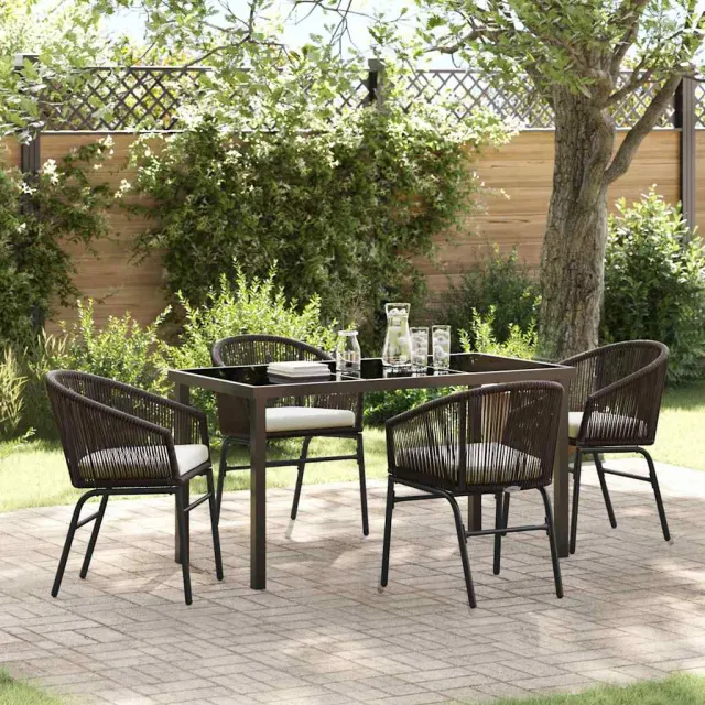 vidaXL Tuin eettafelset 5 st Bruin Gepoedercoat staal