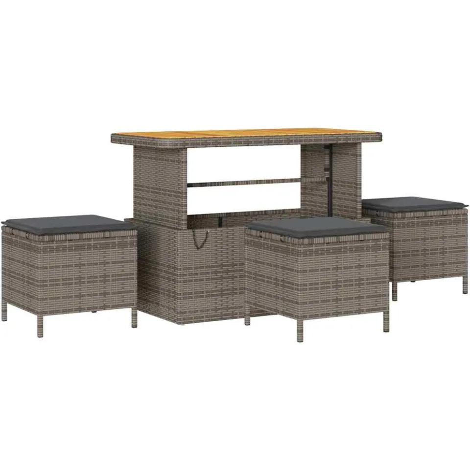 vidaXL Tuinbankenset 12 st Grijs poly rattan, foto 4