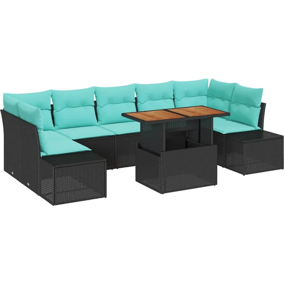 vidaXL Tuin Sofa Set 8 st Zwart Poly riet