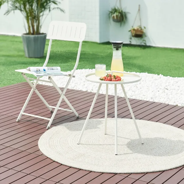 Tuintafel Fosen rond 55xØ42 cm wit [en.casa]