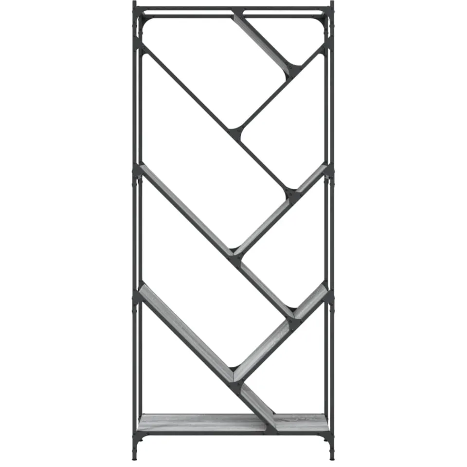 vidaXL Boekenkast 79x30x180 cm bewerkt hout en metaal grijs sonoma, foto 4
