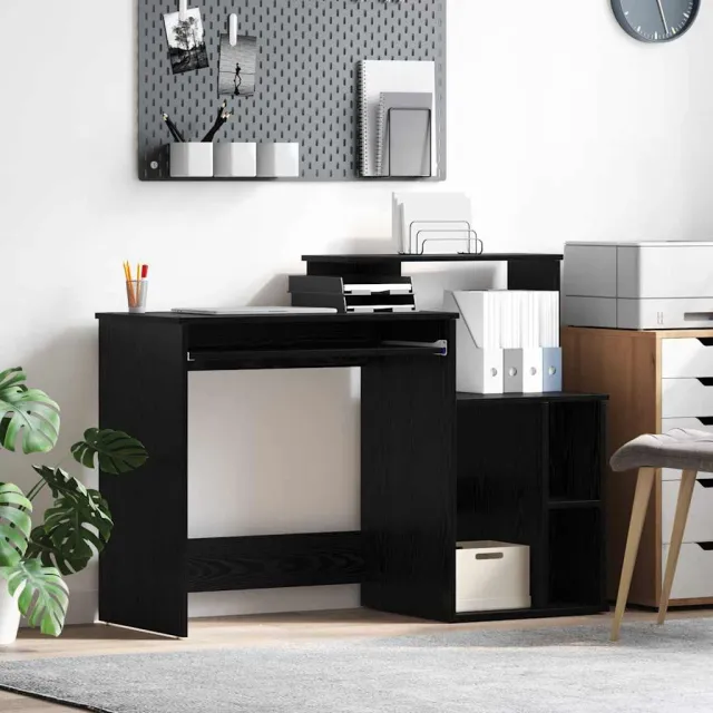 vidaXL Bureau Zwart Eiken 120,5 x 44 x 88,5 cm Bewerkt hout, foto 2