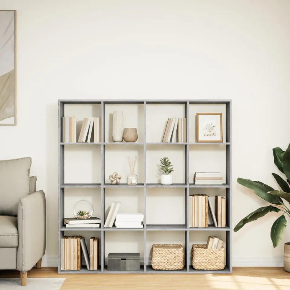 vidaXL Boekenkast 137,5x29x137,5 cm bewerkt hout grijs sonoma eiken, foto 3