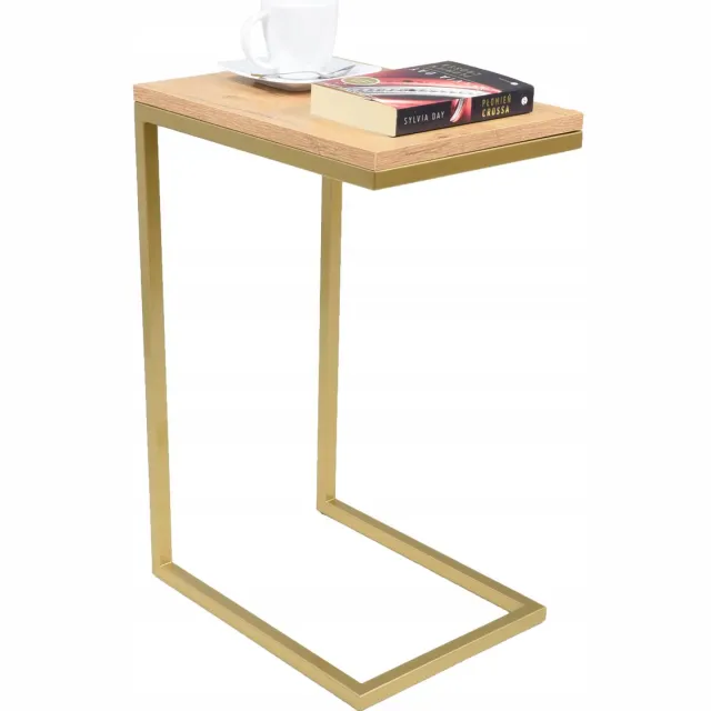 FutuStal Lancelot Serie - Bijzettafel - Dąb Lancelot - Gouden Frame Goud;Dąb Lancelot