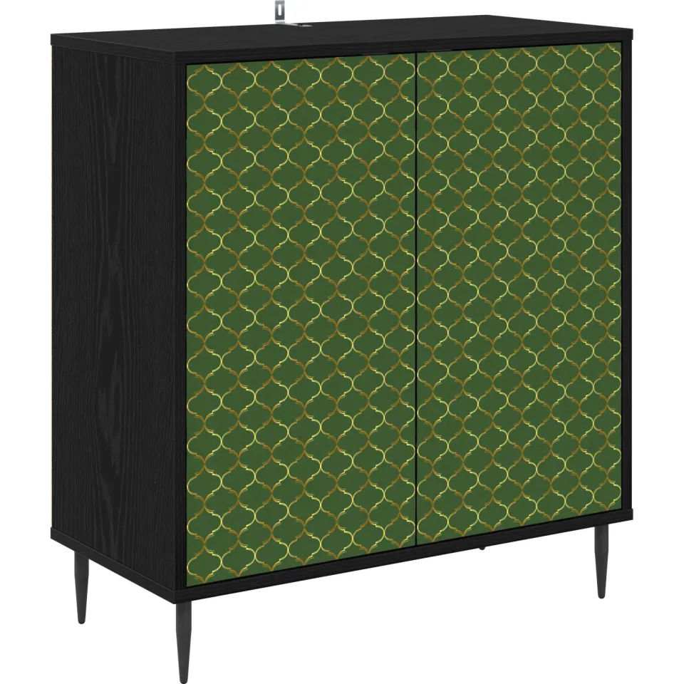 vidaXL Dressoir GELEEN Zwart eiken 69 x 33 x 76 cm Bewerkt hout, foto 3