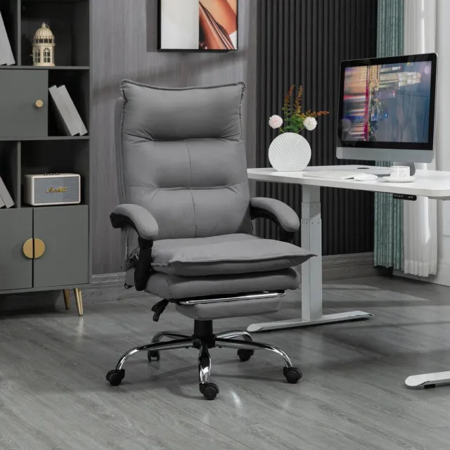 MODENUIT Bureaustoel 66 x 74 cm - Massage- en Verwarmingsfunctie - Voor Kantoor - Polyester - Grijs