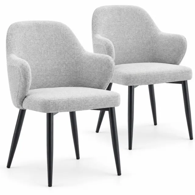 City long dragon LONG DRAGON - Eetkamerstoelen - Set van 2 - Zwart / Lichtgrijs - Stoffen bekleding en brede rugleuning