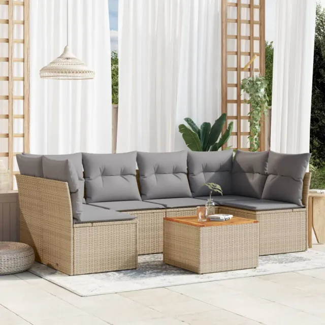 vidaXL Patio Sofa Set 6-zits Beige mix en grijs, foto 2