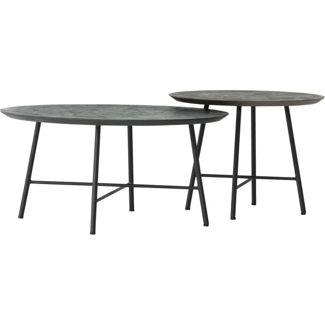 DTP Home Scala Delta Earth salontafel set van 2 rond Mortex Fudge / Pepper - Ø50 x 38 cm / Ø70 x 34 cm Naturel