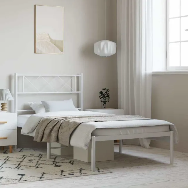 vidaXL Bedframe met hoofdbord metaal wit 100x190 cm