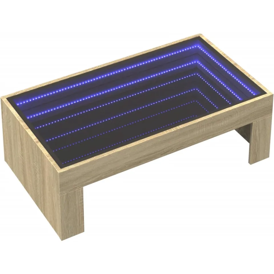 vidaXL Salontafel met Infinity LED 90x50x30 cm sonoma eikenkleurig Bruin