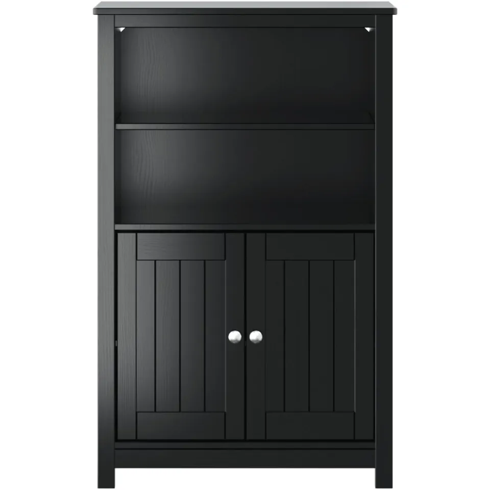 vidaXL Badkamerkast BERG 69,5x34x110 cm massief grenenhout zwart