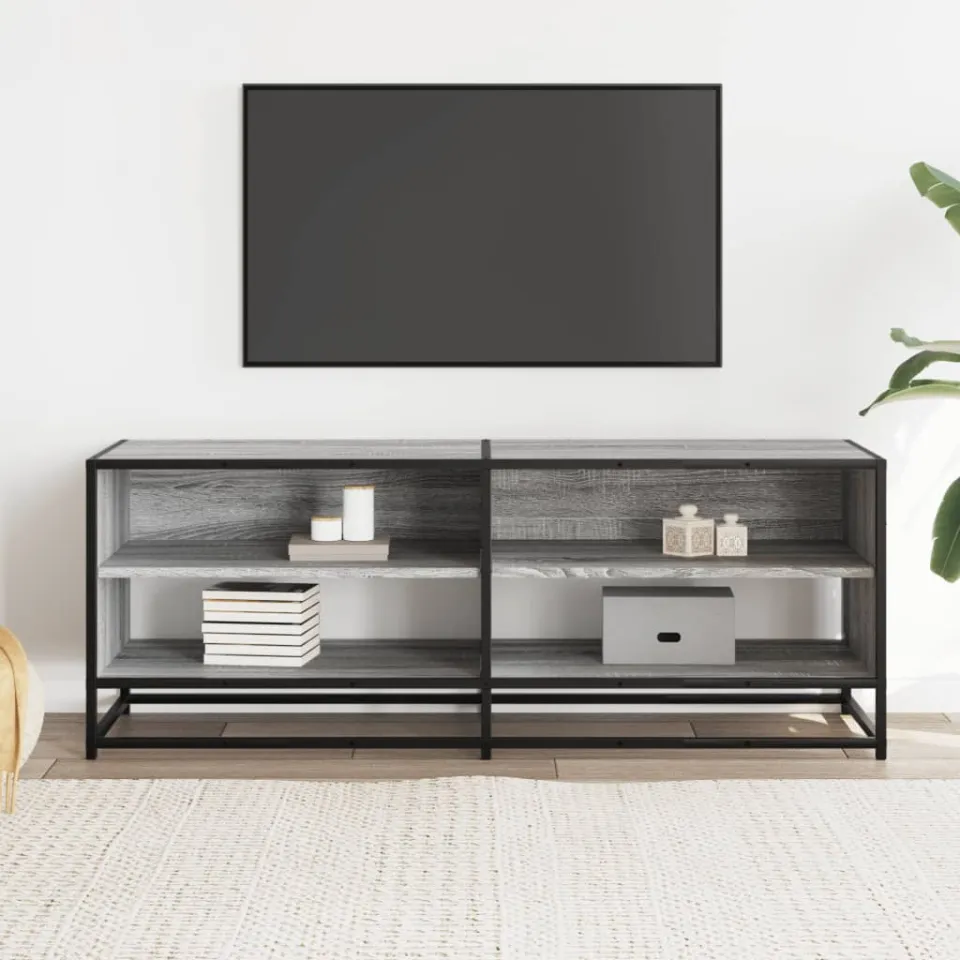 vidaXL Tv-meubel 120,5x40x46 cm bewerkt hout metaal grijs sonoma eiken, foto 2