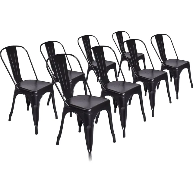 Van Vugt Event Products Stapelstoel Vintage Tolix - Set van 8 - Zwart metaal - Stapelbaar