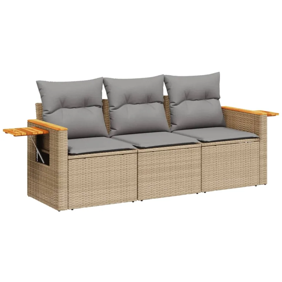 vidaXL Patio Sofa Set 3-zits Beige and Grey, foto 3