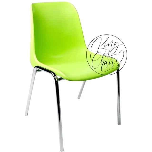 Everardo Kantinestoel Helene Limegroen - verchroomd onderstel kantinestoel stapelstoel kuipstoel vergaderstoel tuinstoel kantine stoel stapel stoel tuin stoel kantinestoelen stapelstoelen kuipstoelen arenastoel schoolstoel bezoekersstoel Everardo Limegroene zitting met verchroomd onderstel
