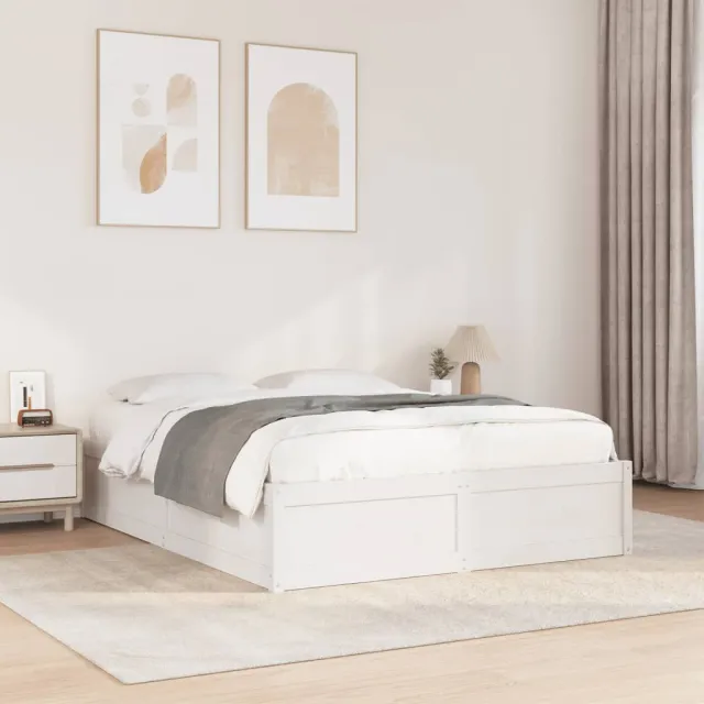 vidaXL Bedframe zonder matras massief grenenhout wit 140x190 cm