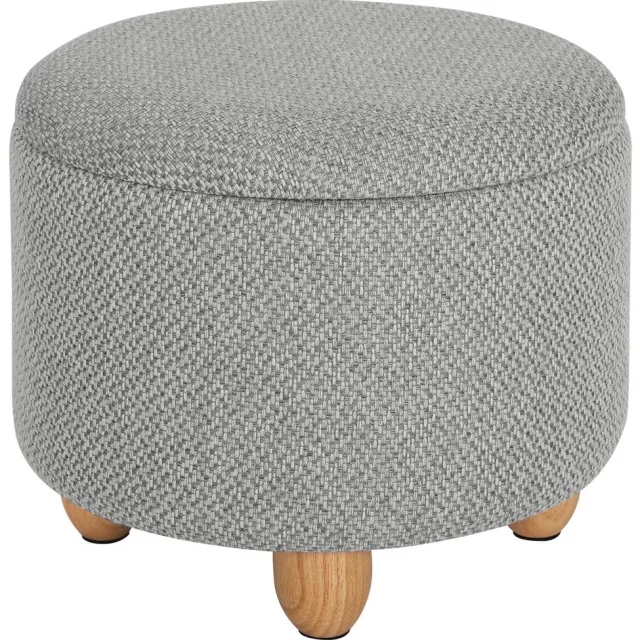 Klarven Opbergkruk Lichtgrijs - Opbergpoef - Opbergkrukje - Opbergruimte Stool - Gewatteerde zitting, extra stevig, opvouwbaar - Opbergruimte 21,5L - B39xd39xh33cm