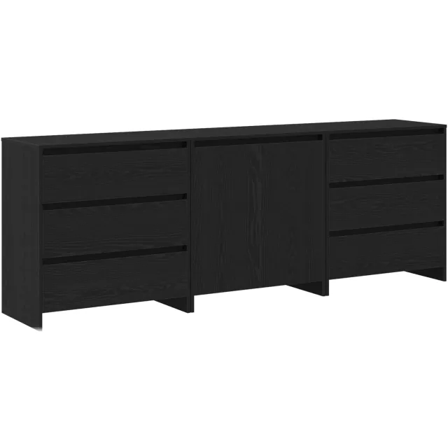 vidaXL Dressoir 3 st Zwart 70 x 41 x 75 cm Bewerkt hout