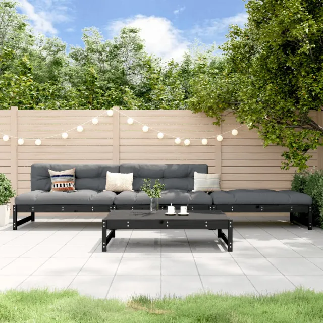 vidaXL 4-delige Loungeset massief grenenhout zwart, foto 2